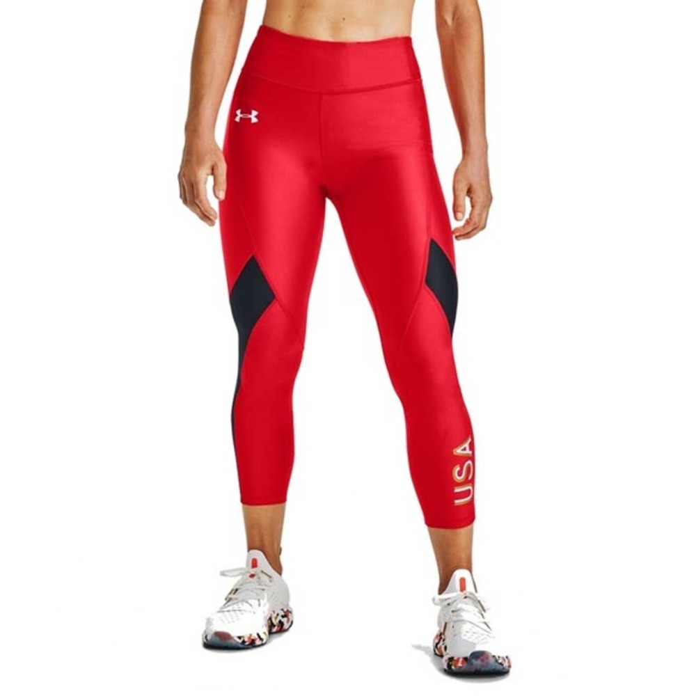 UNDER ARMOUR Americana Crop Legging NWT USA Red
